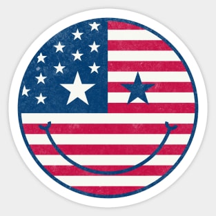 American Flag Retro Cute Smiley Face Vintage Sticker